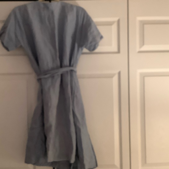 Elegant Light Blue Wrap Mini Dress - Picture 3 of 3